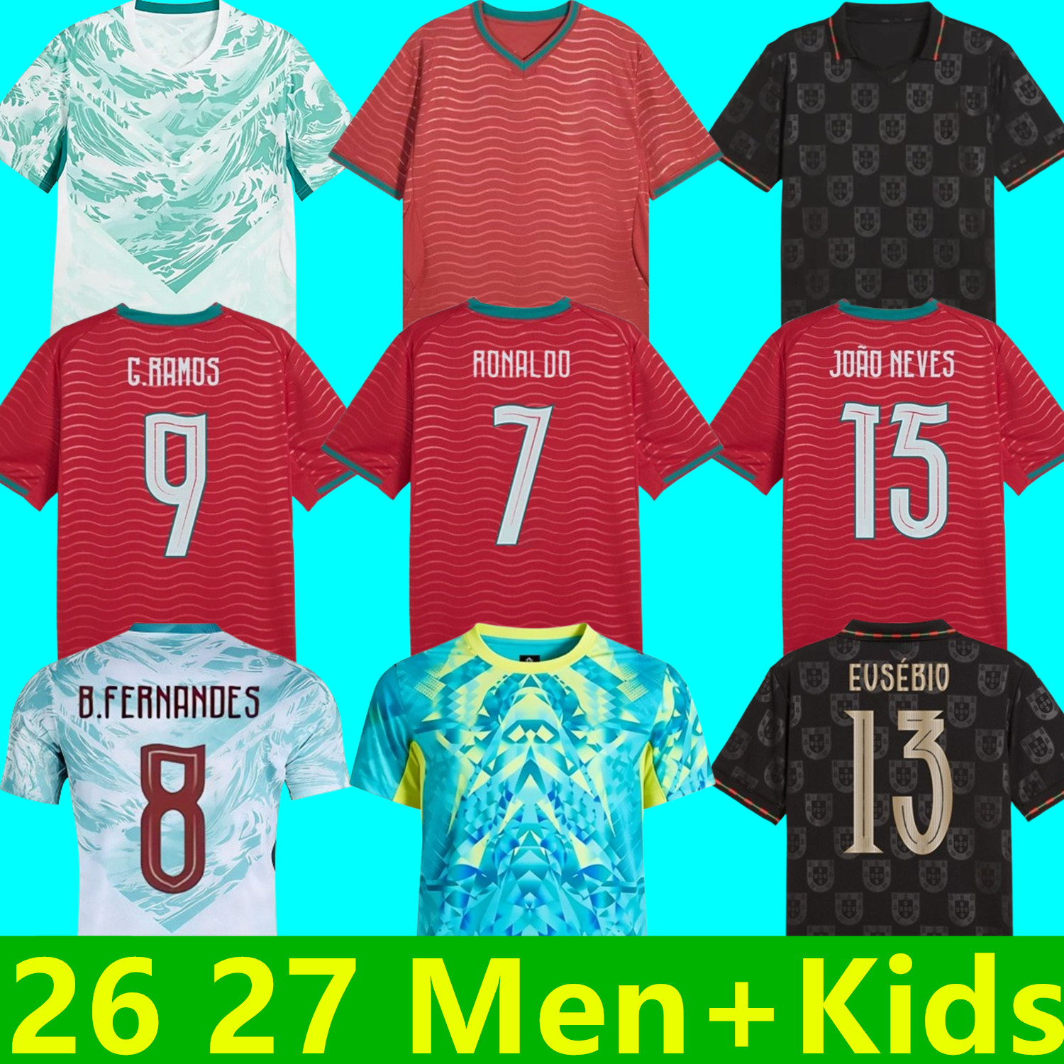 26 27 World Cup Soccer Jerseys Portuguesa Ronaldo JOAO FELIX BERNARDO B. FERNANDES PEPE JOAO NEVES VITINHA 2026 2027 Maillot Portugal Football Shirt Team Men Kids Kits