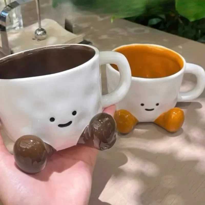 Creative Ceramic Coffee Mugs for Couples Cute Cartoon Valentine Birthday Gift Set with Gift Box Packaging D260323