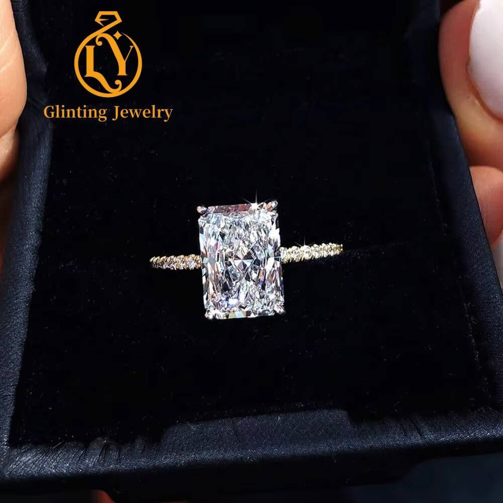Custom D VS1 Radiant Cut Lab Diamond Engagement Ring Solid 14K 18K White Gold 3 Ct Lab Grown Diamond Jewelry Rings