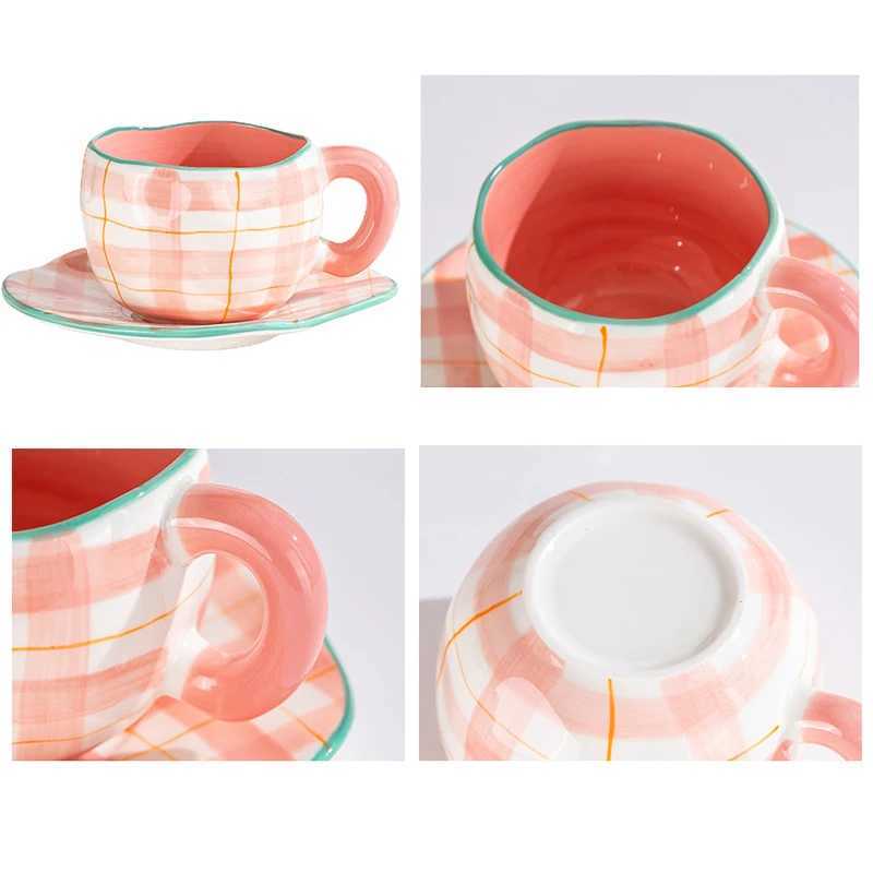 Handmade Creative Ceramic Mugs Cloud Coffee Cup Plate Set Afternoon Tea Latte Cup Irregular Flower Milk mug Korean Style Mugs H260323