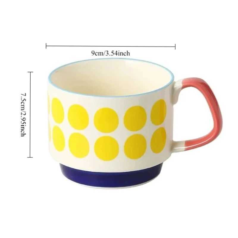 300ml Japanese Flower Coffee Mug Set Retro Ceramic Milk Oats Mug Office Water Handgrip Cup Kitchen Party Drinkware Set H260323
