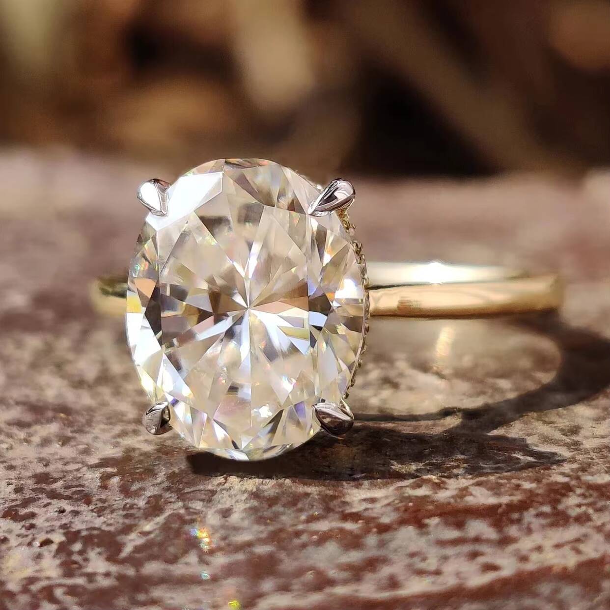 Hot Selling Lab Grown Diamond Oval Cut Engagement Ring Custom IGI Certified Vvs Lab Created Diamond Solitaire Ring Jewelry