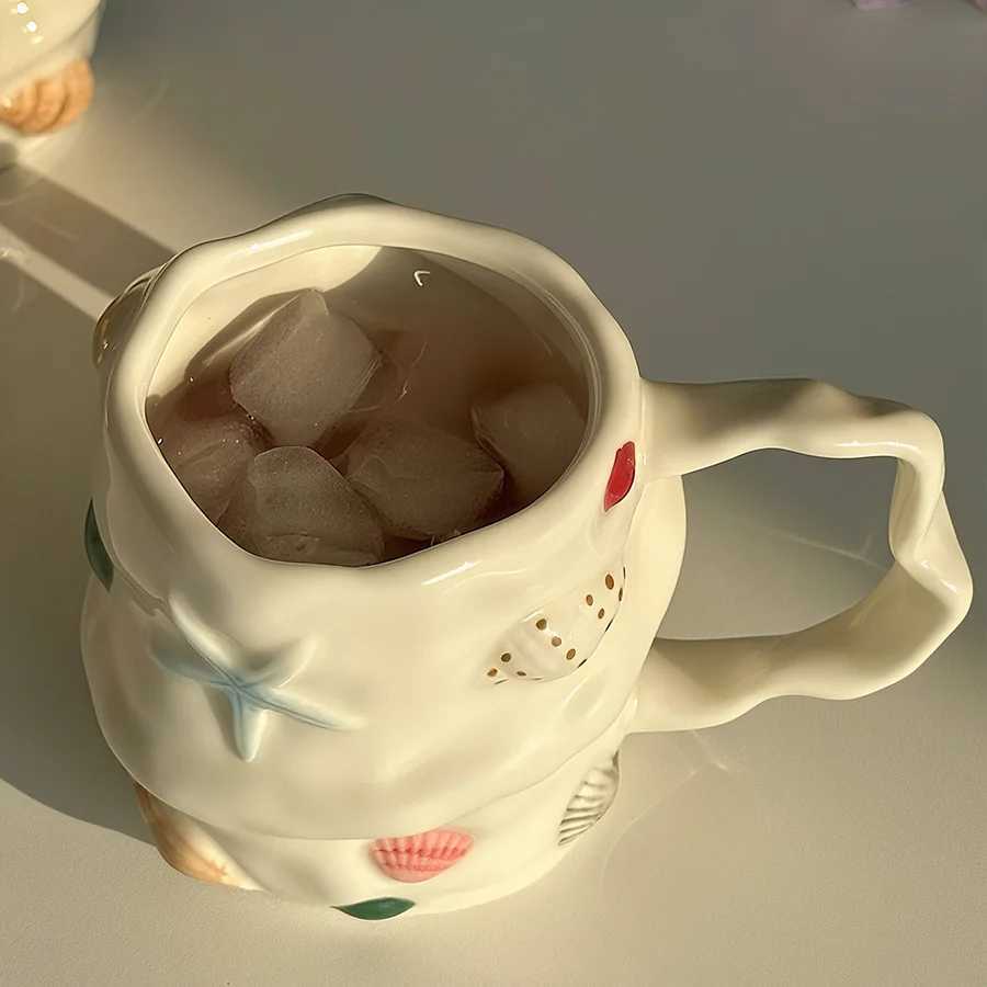 Ceramic cup Coffee cup Water cup Mug Tea cup Cup Bone china Jingdezhen ware Large capacity High-temperature fired Ivory-white po H260323