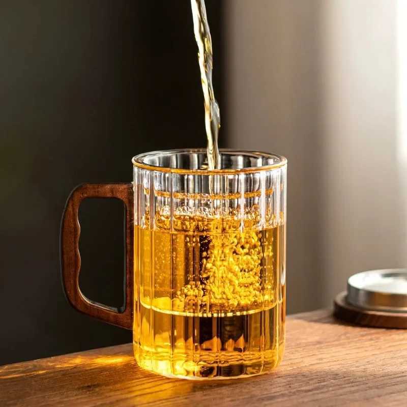 Vertical glass tea separation tea cup Personal office water cup Home filter coffee cup with lid D260323