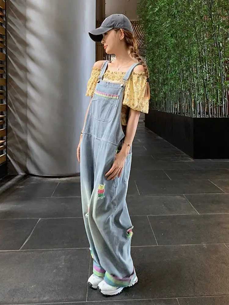Jumpsuits WomenS Elegant Long Overalls Folding Embroidery Zipped Harajuku Strapping Tightfitting Special Spliced Regular Pile M260323