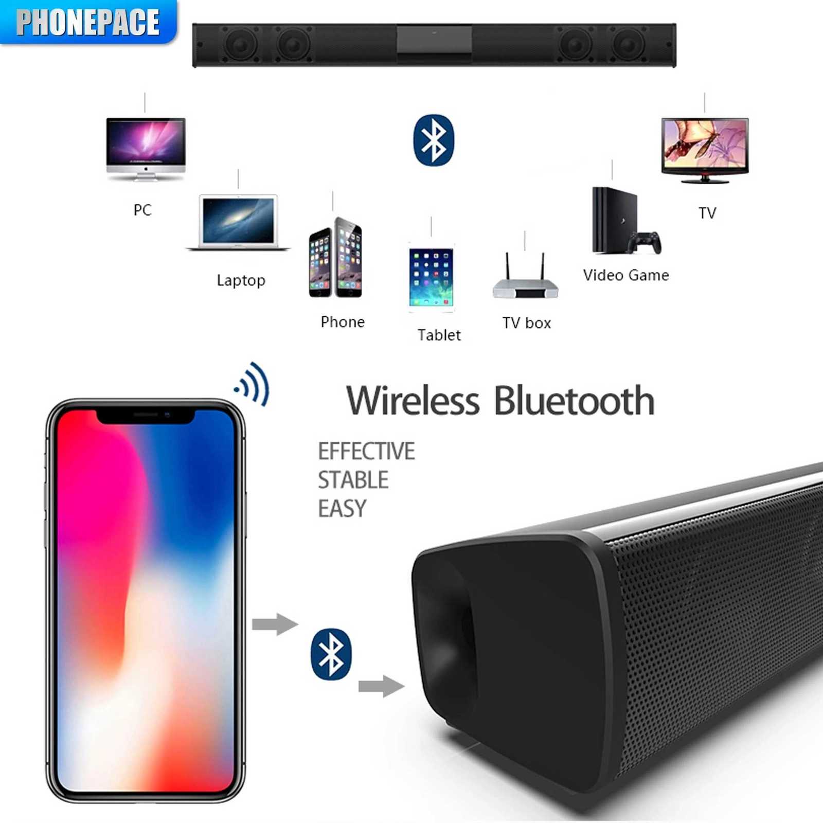 HOMEFISH Wireless Bluetooth Sound bar Speaker System Super Power Speaker Surround Stereo Home Theater TV Projector X260323