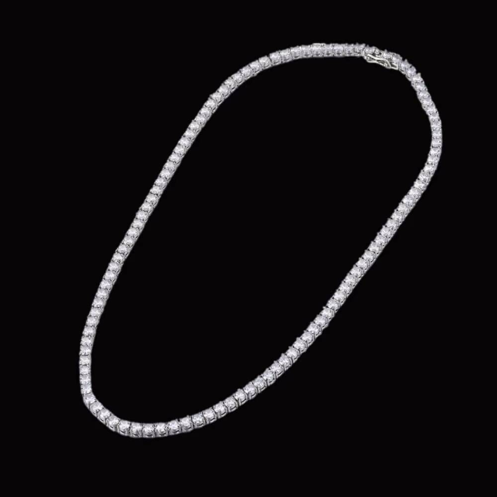 Hip Hop Jewelry 2-6mm Tennis Chain Vvs Round Lab Grown Diamond Mossanite 925 Sterling Silver Tennis Necklace for Men and Women