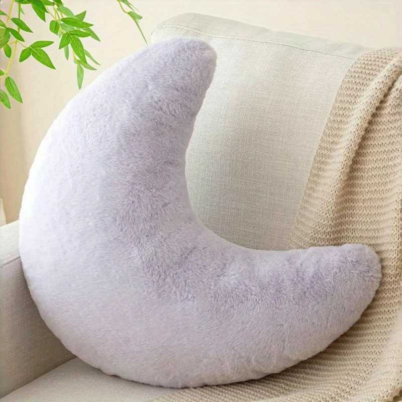 6-Color Moon Pillow - Soft Faux Rabbit Fur Easter Spring Decor for Bed Sofa Purple More H260323