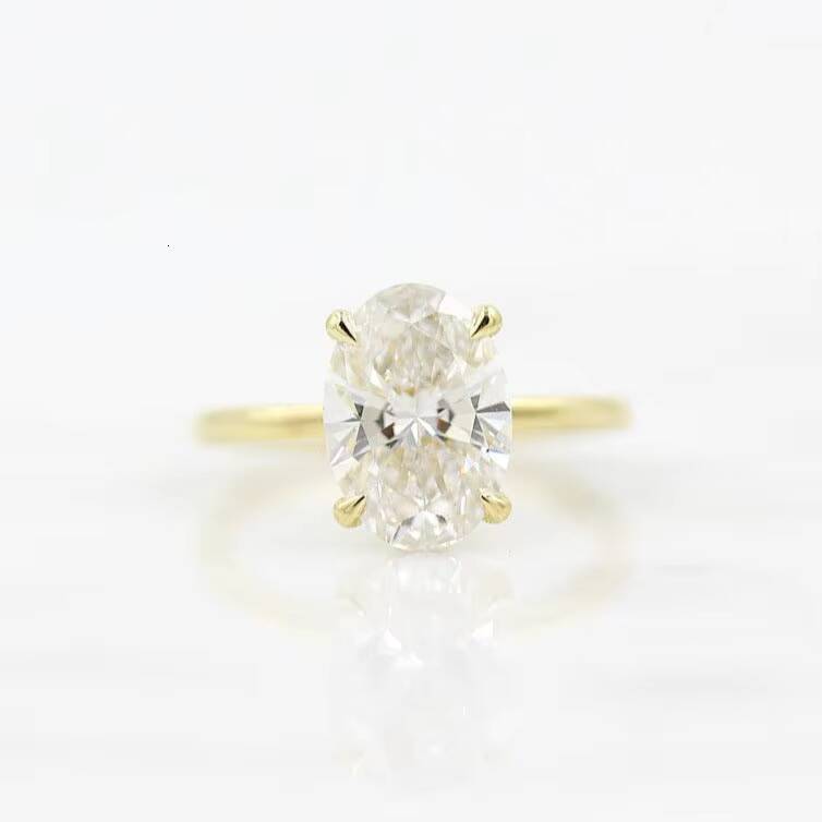 Maiyi 9K/10K/14K/18K/22K Solid Gold Yellow Gold Oval Cut D Color VS1 Solitaire Cvd Diamond Engagement Ring With IGICertificate