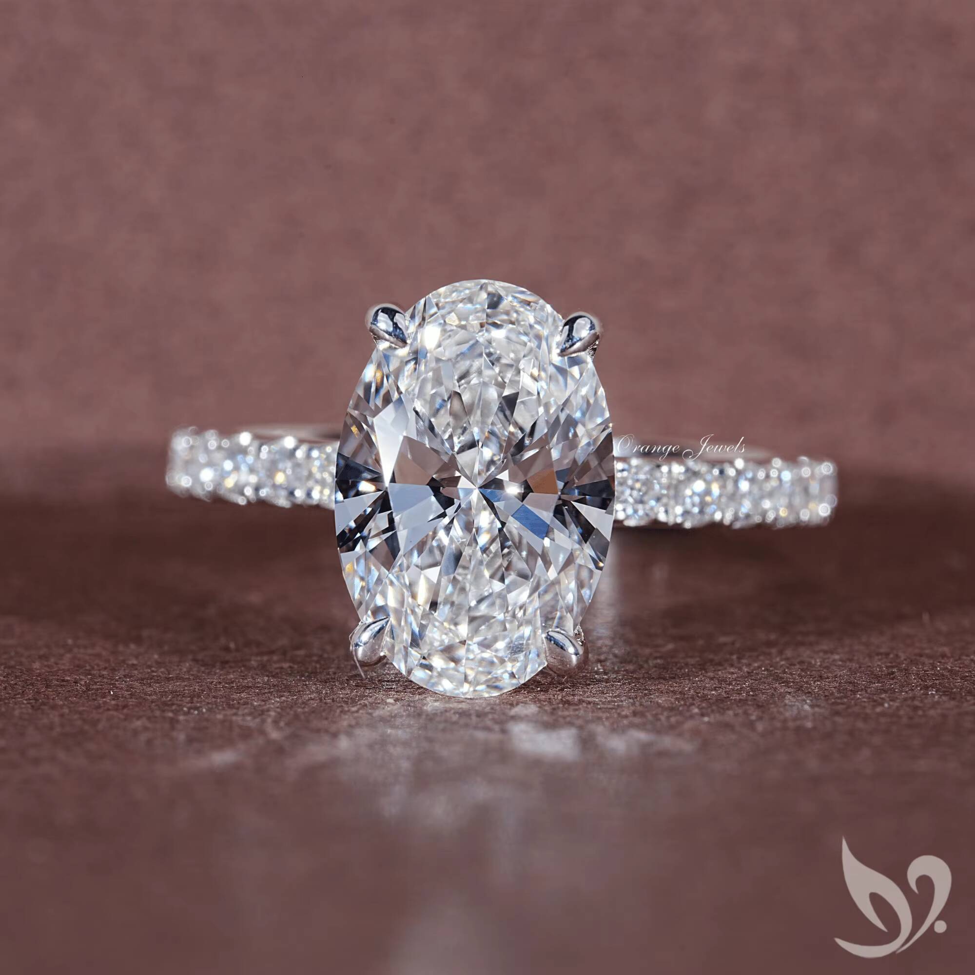 IGI Certified 3CT Oval Cut Lab Grown Diamond Engagement Ring IGI Certified 10k Solid Gold Hidden Halo Ring