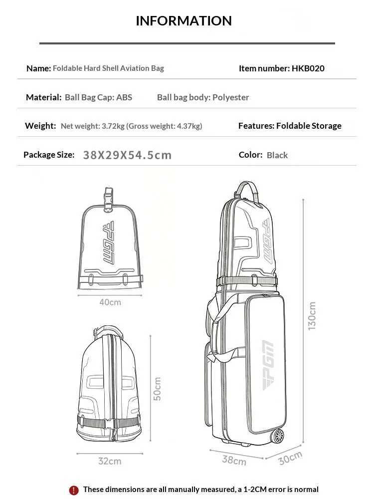 PGM Golf Hard Shell Aviation Bag Mens and Womens Air Transport Bag Waterproof Travel Strap Tugboat Bag Protective Cover HKB020 D260323