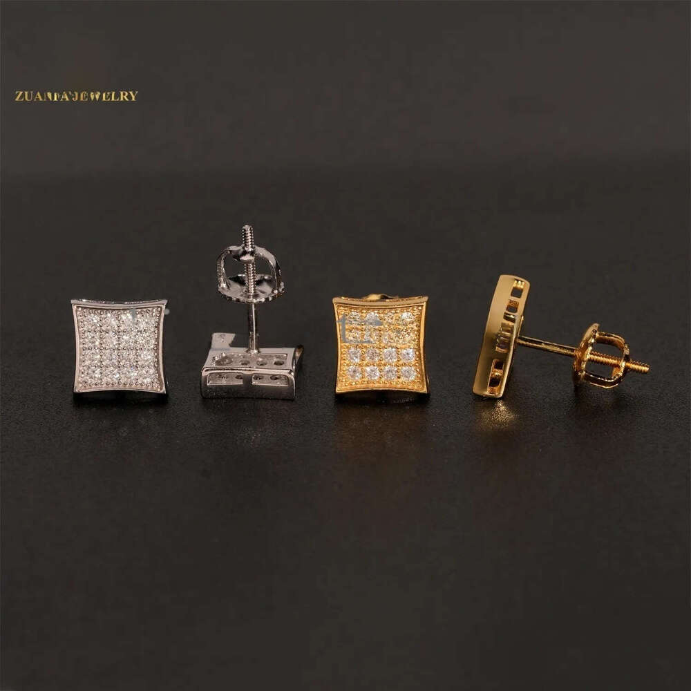 Ready to Ship Wholesale Hip Hop Jewelry Ear Studs VVS Moissanite Diamond 925 Sterling Silver Iced Out Stud Earring Men Women
