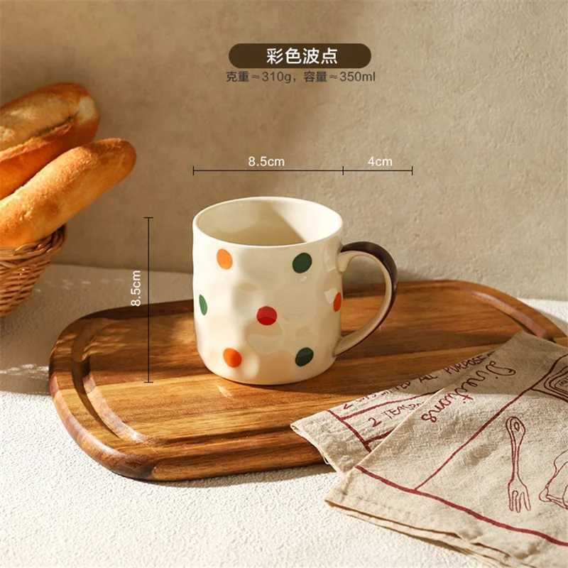 Retro INS Ceramic Mug Glazed Underglaze Color Breakfast Premium Coffee Cup Water Drinking Cup for Daily Use D260323