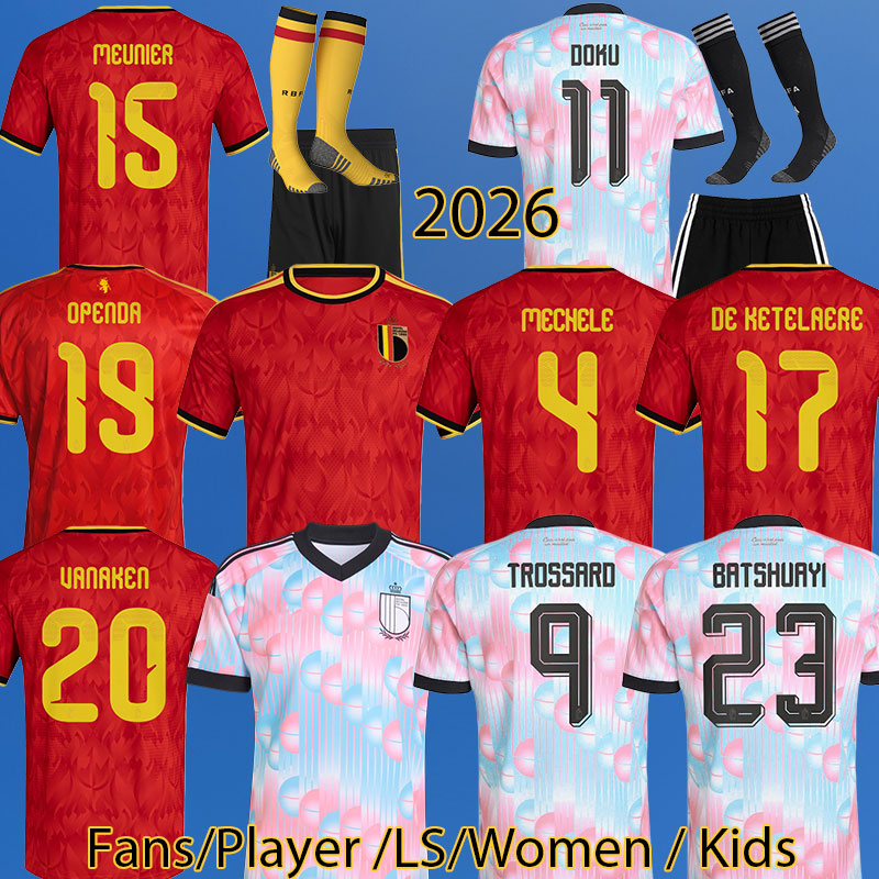 2026 Belgium National Team DE BRUYNE LUKAKU TIELEMAN 25 26 DOKU home DE WINTER ONANA DE WINTER MOREIRA Belgium CASTAGNE SAELEMAEKERS Football Shirt Kits Authentic 11