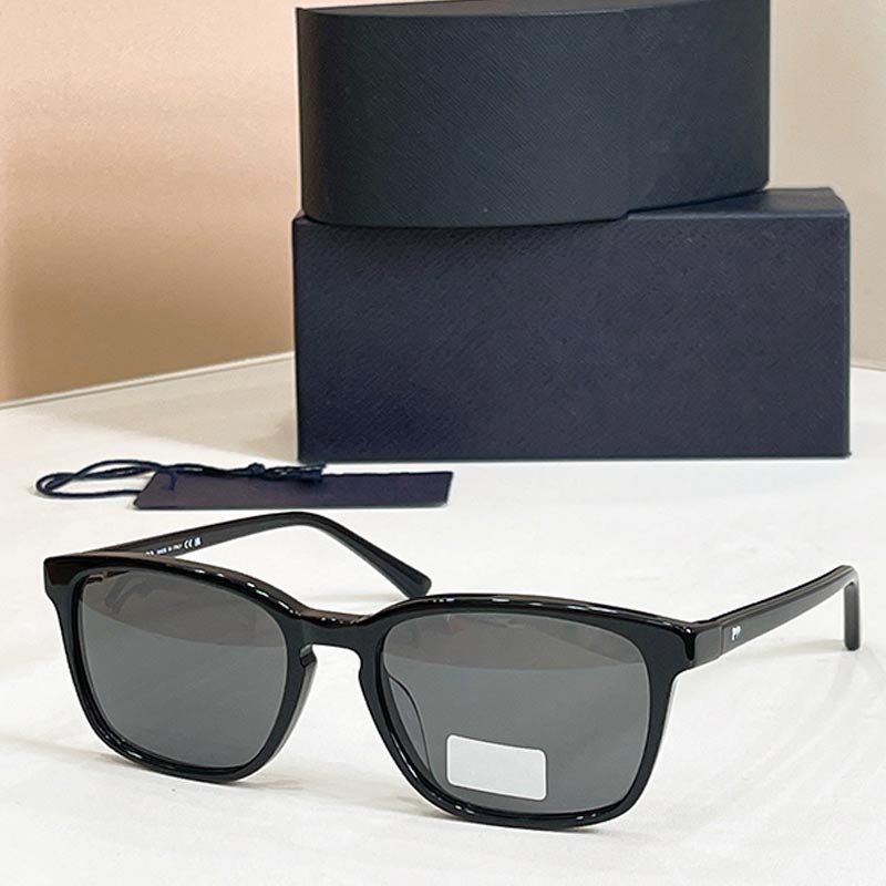 Designer Men Runway Sunglasses SPRD13 Slim Lightweight Rectangular Black Acetate Frame UVA UVB Protection Spring Summer 2026 Fashion Show Retro Mens Sunglasses