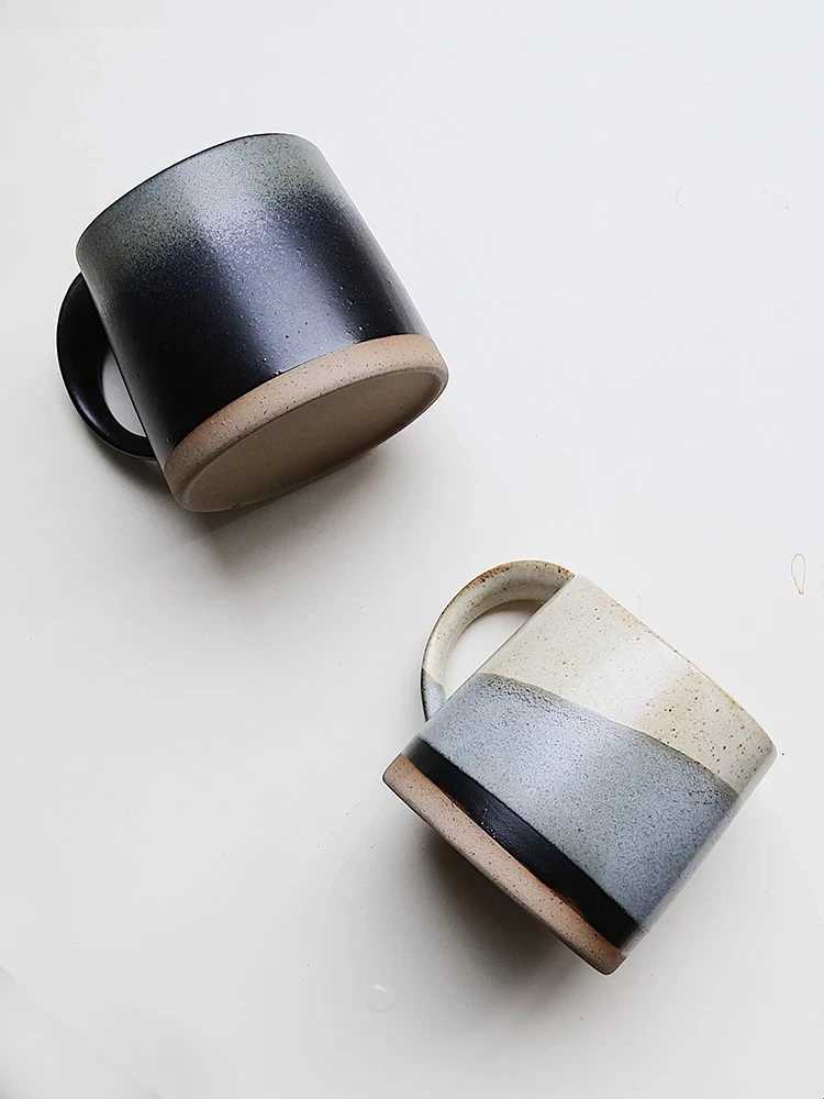 Japanese Retro Stoneware Coffee Cup Household Ceramic Hanging Ear Mug Cup English Afternoon Tea Cup Breakfast Milk Mug Gift H260323