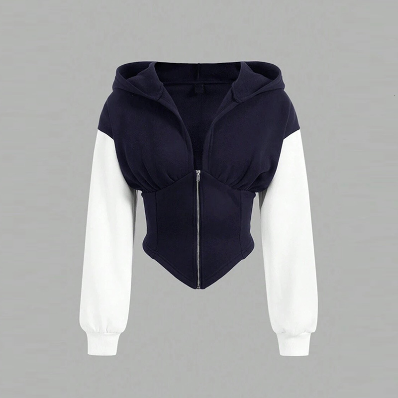European And American Polo Women's Clothing American Retro Designer T-shirt Street Designer Hoodie Style Color-blocking Hooded Zip-up Short Sweatshirt Jacket