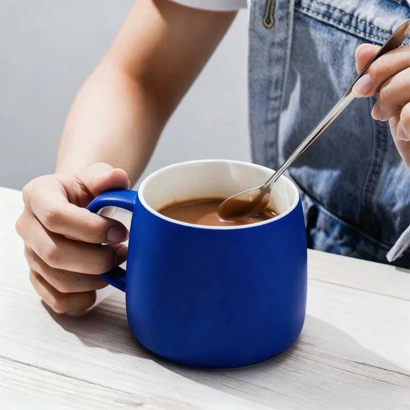 500ml creative design ink blue ceramic cup coffee cup couple water cup breakfast oatmeal cup holiday gift porcelain cup D260323