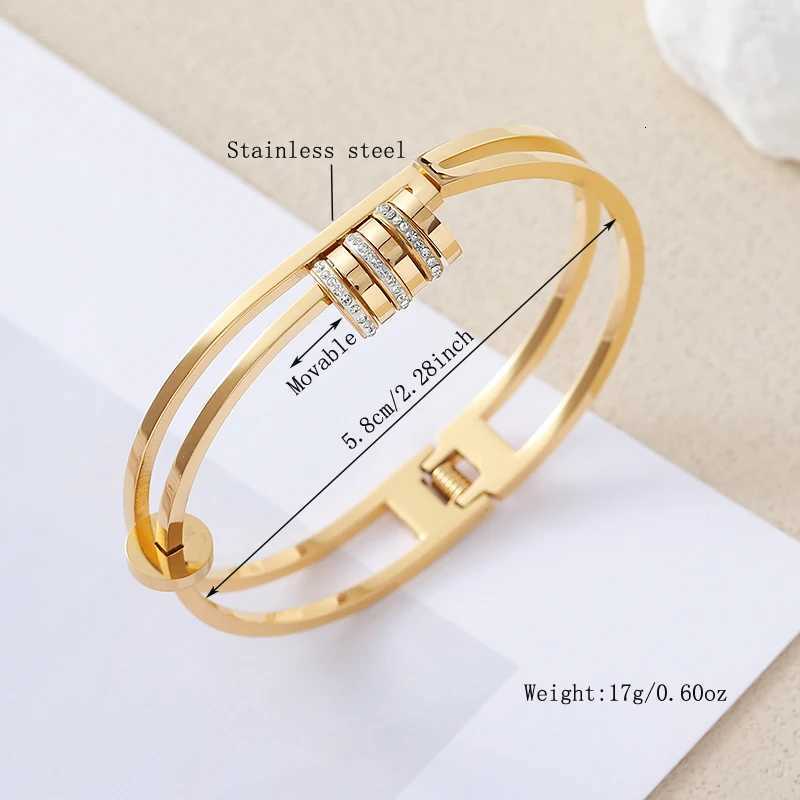Elegant and luxurious style with irregular geometric patterns stainless steel with versatile rhinestones for women H260323 - view 4