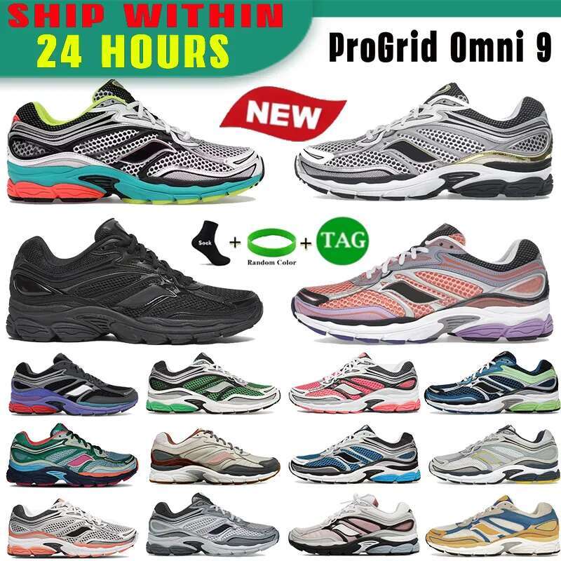 Top Quality Designer Progrid sauconny Omni 9 Outdoor Running Shoes Shock Absorption Wear Resistant Thick Sole Black Grey White Navy Green Blue Silver Pink Sneakers