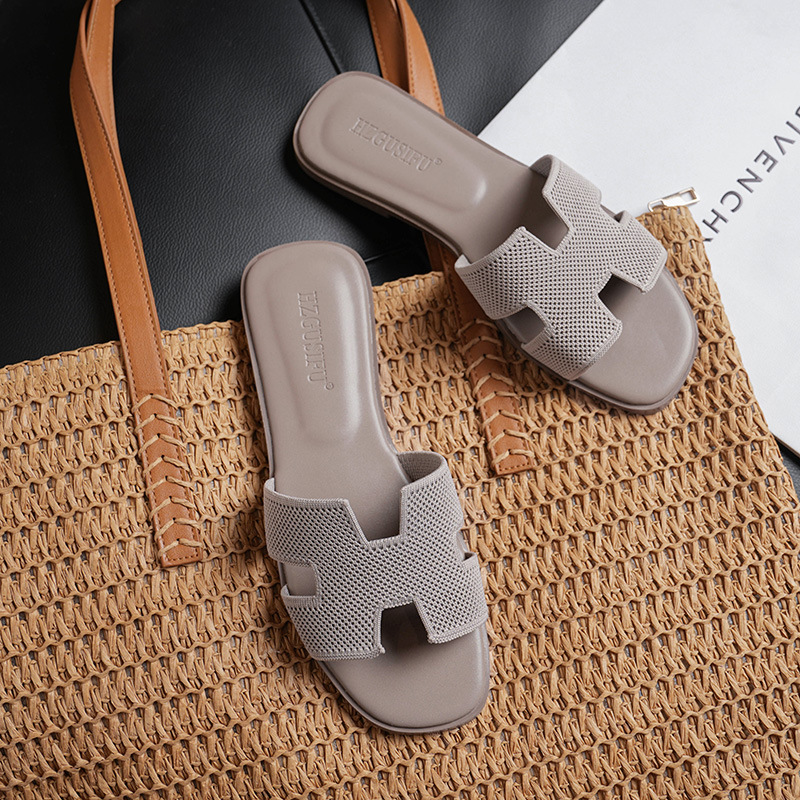 HZGUSIFU free shipping designer slippers for womens flat slippers black brown grey beige rose red orange Fashionable outdoor beach slippers
