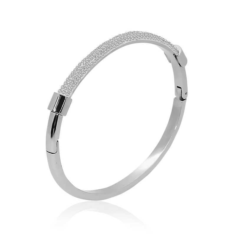 MOONLIGHT Fashion Cubic Zirconia Cuff Bangles for Women Trendy Titanium Steel Circular Classic Female Jewelry Gift H260323 - view 7
