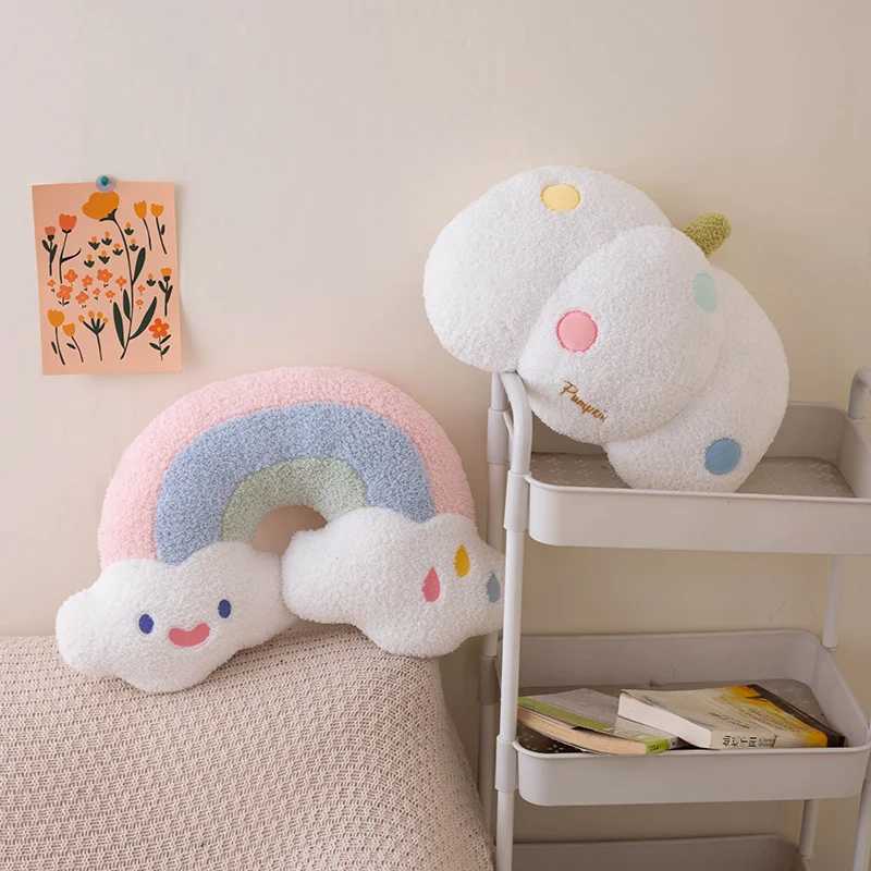 Soft Plush Rainbow Throw Pillow Stuffed Heart Pumpkin Hug Cushion Unicorn Plush Toy Massage Pillow for Girl Bedroom H260323