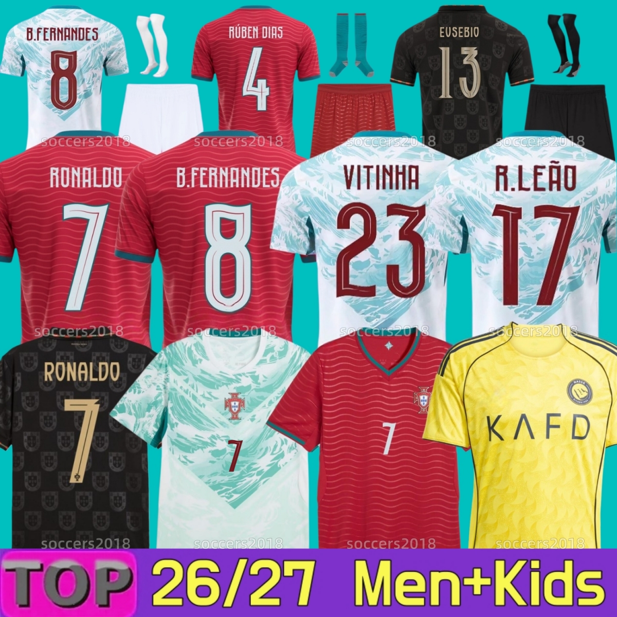 Portugal 2026 World Cup Soccer Jerseys ronaldo B.FERNANDES VITINHA JOAO NEVES R. LEAO MANE Al Nassr FC Portugieser RUBEN 25 26 2027 Portuguese football shirts Men kids