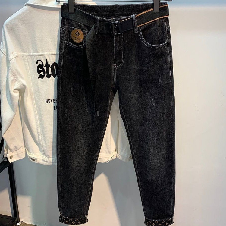 2026 Fashion Designer Jeans Luxury Men's Wool Lined High End Embroidery Slimming Casual Pants Men's Classic Black Outdoor Sports Pants Busin