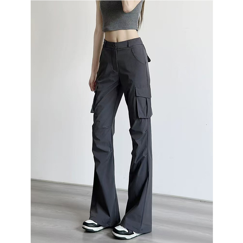 Designer Pants Flared Cargo Pants For Women Spring Summer 2026 New Slim Fit Cool Style Petite Paratrooper Sweatpants