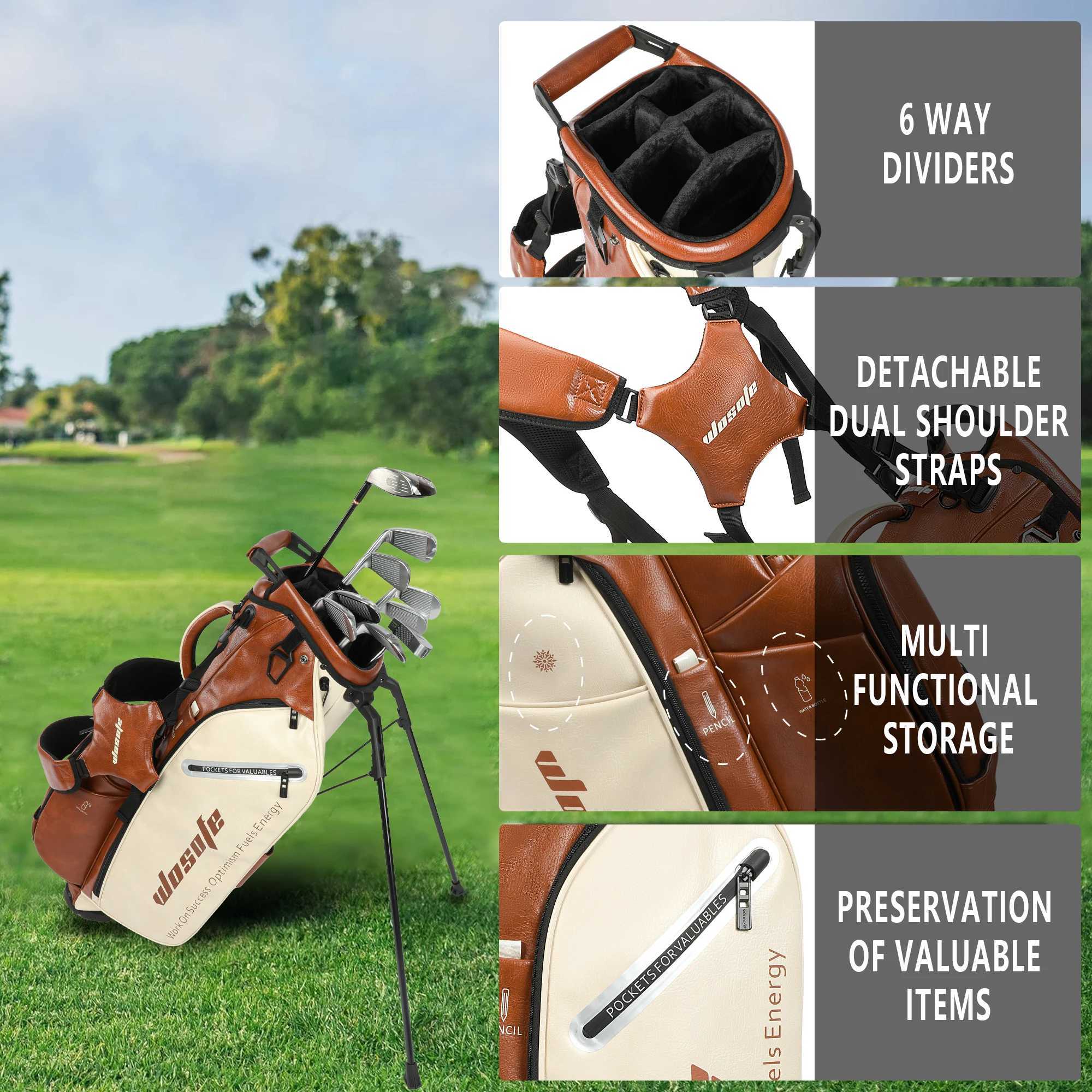 Lightweight Golf Stand Bag for Men Women PU Material 14/6 Way Dividers 6 Way Top Dual Strap with Stand Feature D260323