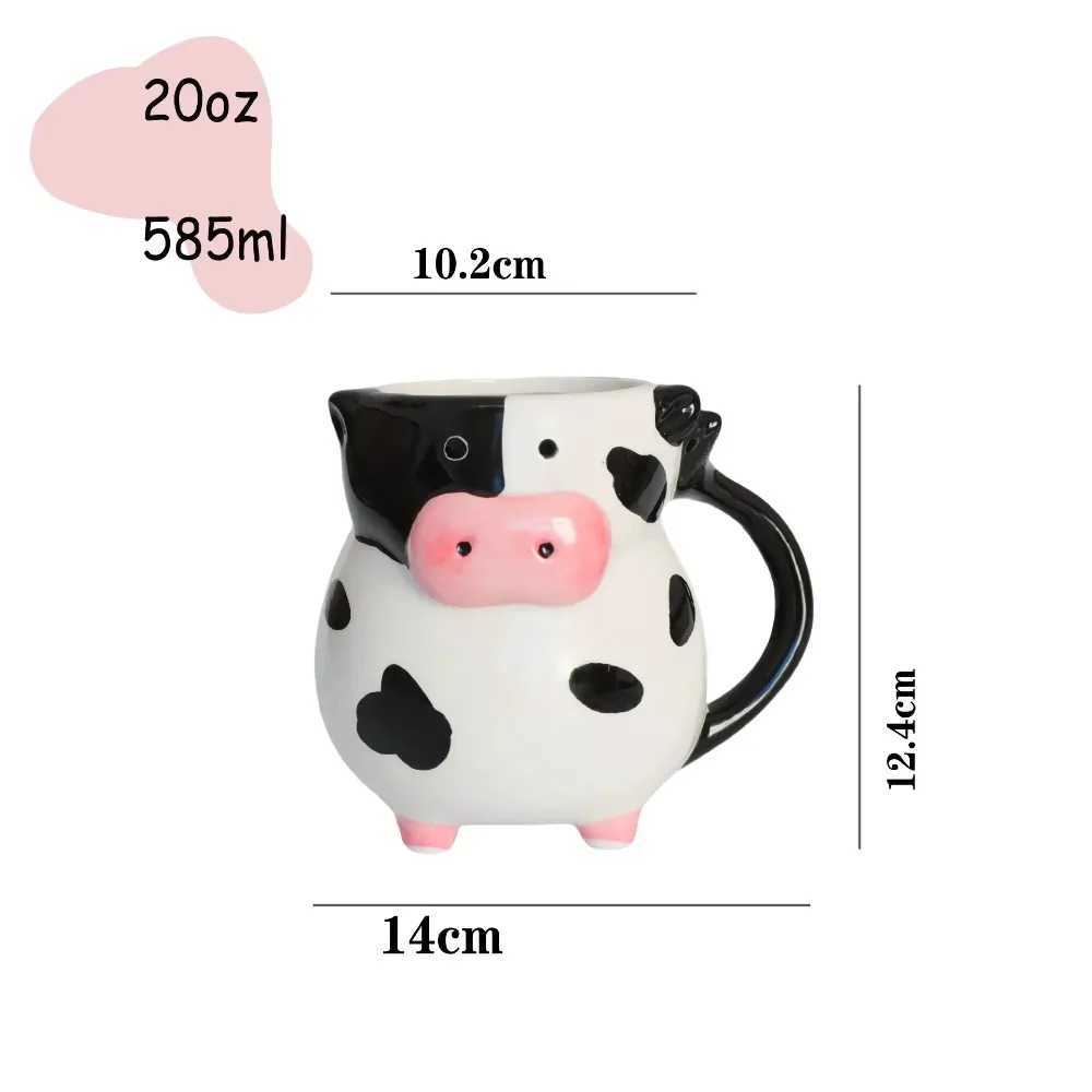 Cartoon Cow Ceramic Mug for Home Baking Dessert Cute Coffee Cup Creative Milk Mugs Breakfast Cup Juice Cup Kids Christmas Gift D260323