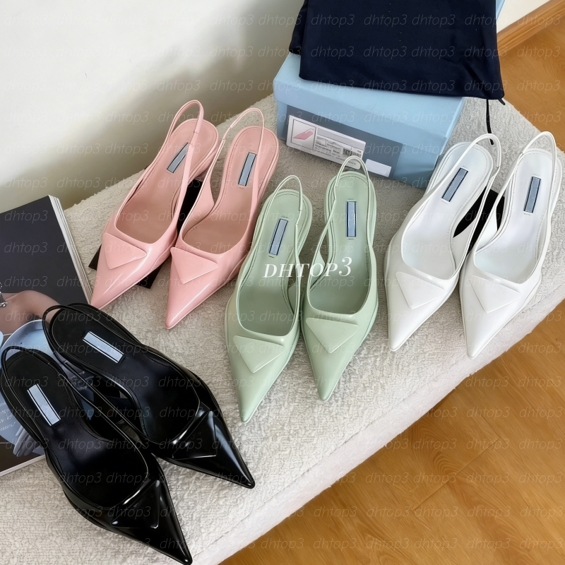 Slingback Heels Women Designer high heels Pumps Black Leather Pointed Dress paty Shoes Toe Sandals Slingbacks Pump kitten Heel Comfy Fashion Sandal