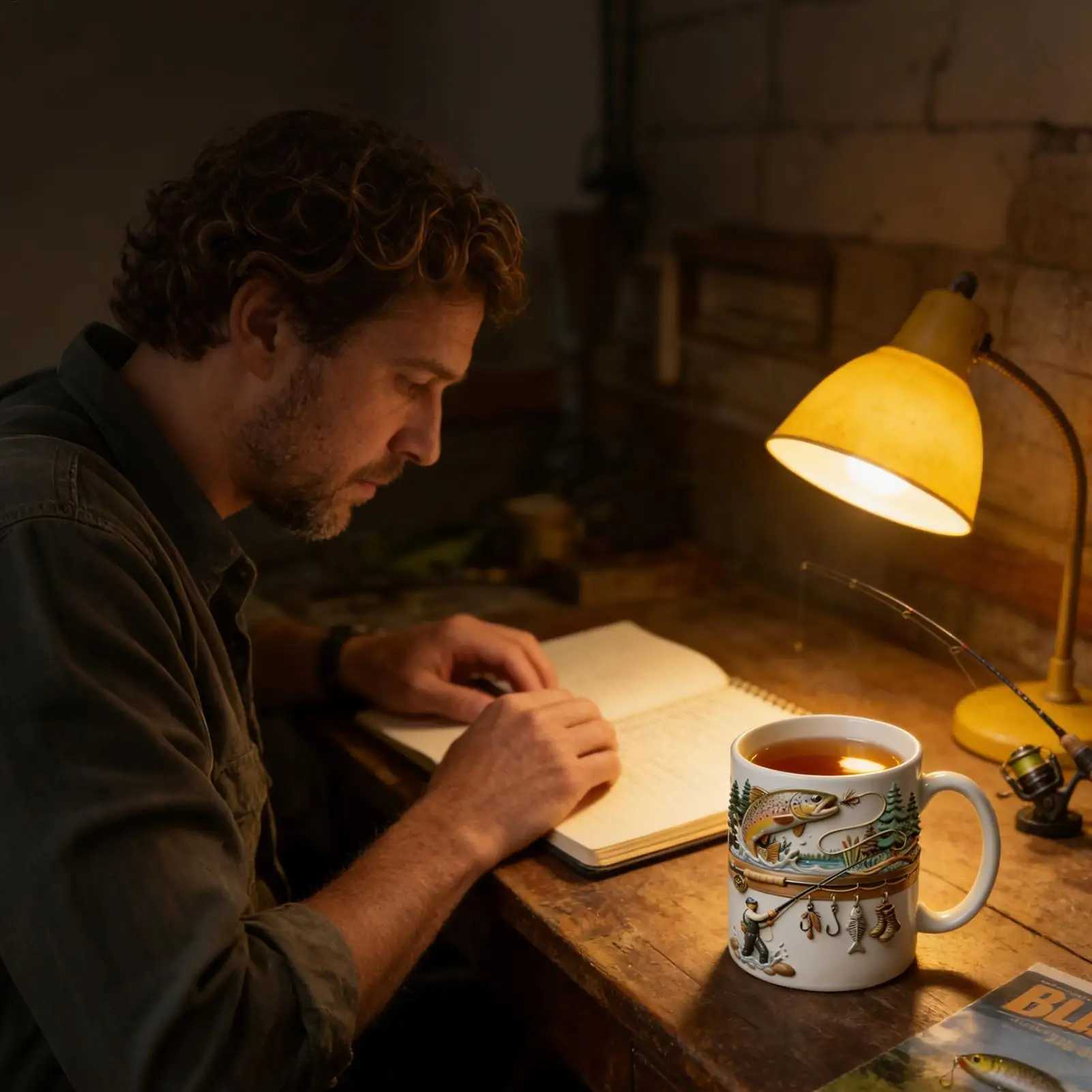 350ml Ceramic Fishing Mug Funny Novelty Drinkware Fisherman Coffee Mug for Cold Weather Outdoor Fishing Camping Hiking Picnic D260323