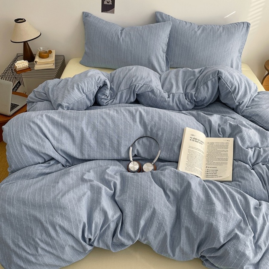 Class A four-piece bedding set, high-weight cationic solid color duvet cover, bed sheet, student dormitory three-piece set