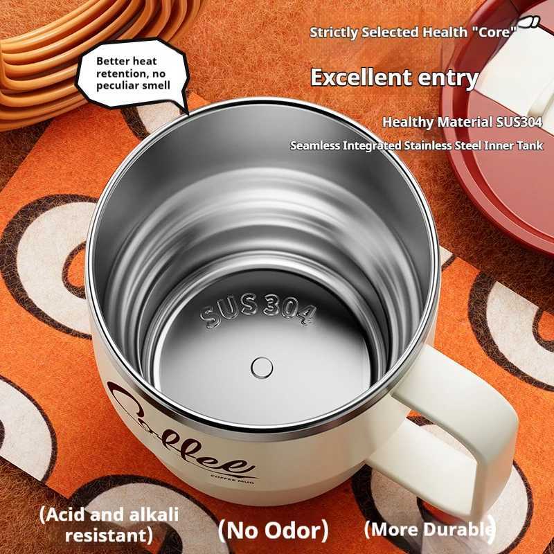 400ML Milk Coffee Mug Stainless Steel Coffee Mug With Handle Portable Double Layer Sealed Leak-proof Drinking Thermal Water Cup D260323