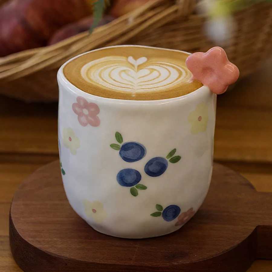 Ceramic cup Coffee cup Water cup Mug Tea cup CupOffice Personal Dedicated Japanese style Ceramic Floral pattern H260323