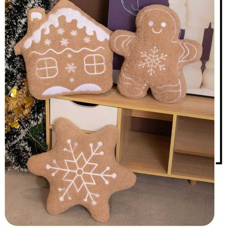 New Christmas Gingerbread Man Snowflake Snow House Cushion Decoration Sofa Living Room Bedhead Sleep Companion Gift Delivery H260323