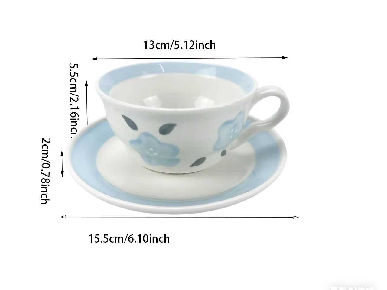 1PC Ceramic Coffee Cup and Saucer Set Ins-style Floral Pattern Couple Cups Household Afternoon Tea Cups High-value Mugs H260323
