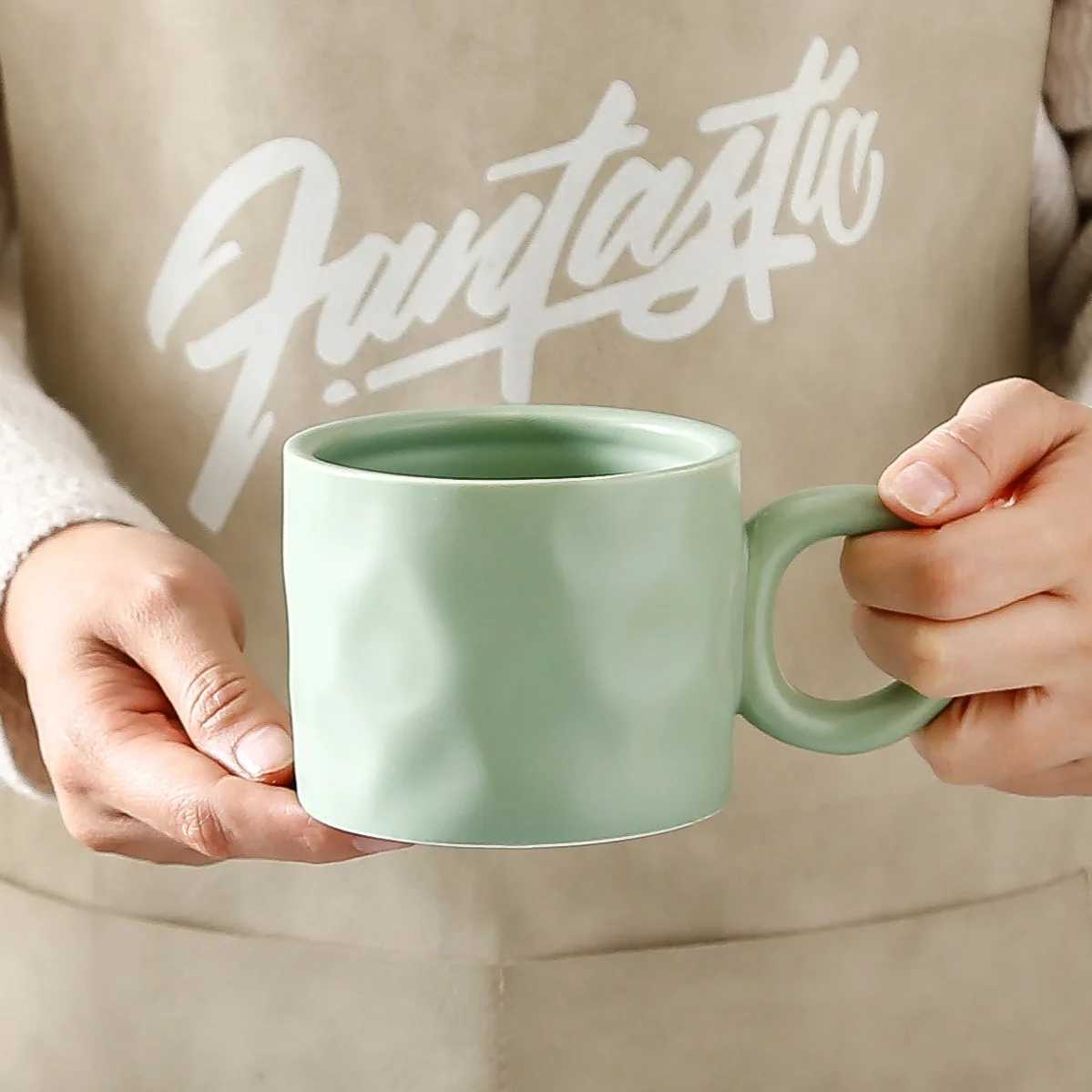 400ml Ceramic Coffee Mug Breakfast Milk Oatmeal Cup With Round Handle Home Drinking Cup Microwave Dishwasher Safe H260323