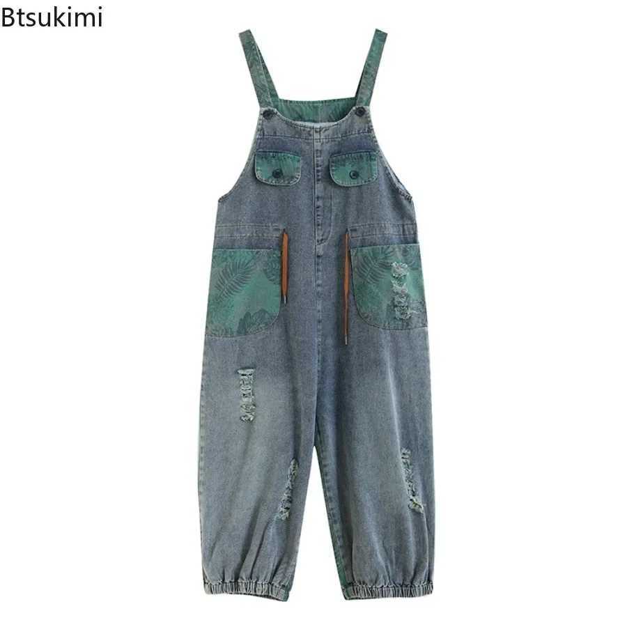 Oversized Denim Jumpsuit Clothes for Women 2026 Trend Drastring Loose Wide Leg Overalls Ladies Jean Straps Pants Hip-Hop Rompers M260323