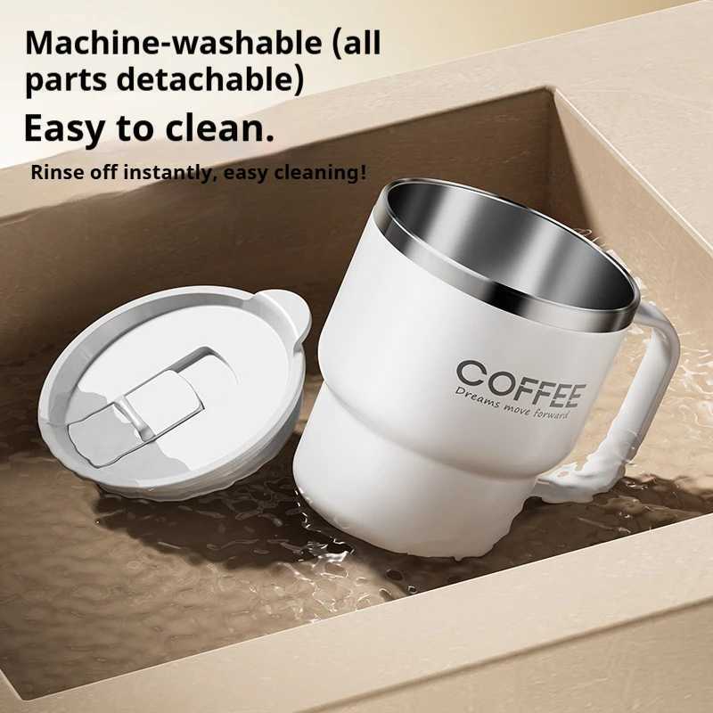 400ML Milk Coffee Mug Stainless Steel Coffee Mug With Handle Portable Double Layer Sealed Leak-proof Drinking Thermal Water Cup D260323