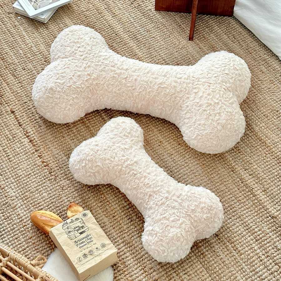Comfortable White Bone Back Cushion Stuffed Bone Long Pillow Sofa Bed Back Cushion Nordic Style Home Decor Gifts Girl H260323