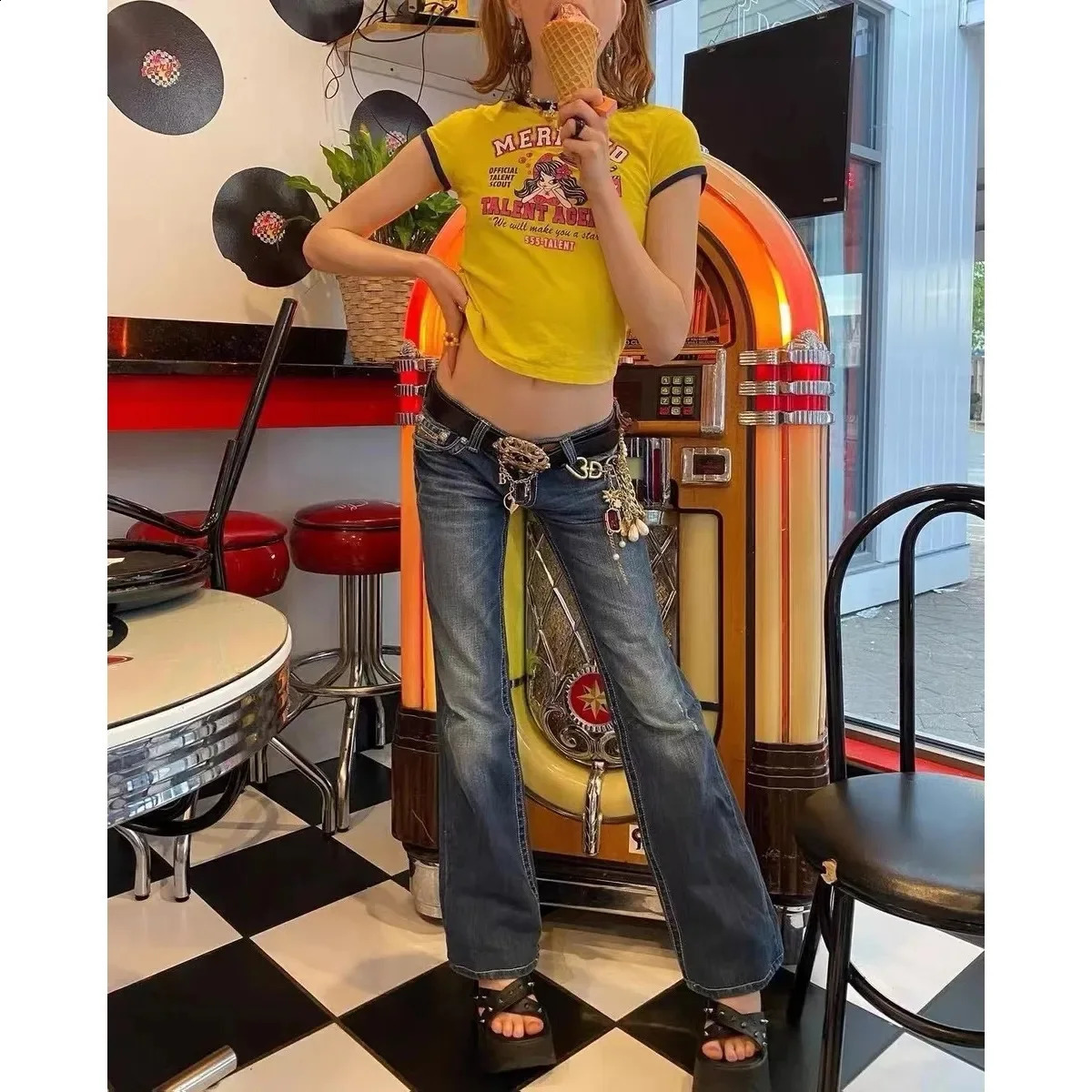 T-shirt Hip Hop Top EMO Spicy Girl Y2k Crop top Harajuku Graphic Print Grunge Goth Vintage Tee Punk Streetwear Short Sleeve 260321