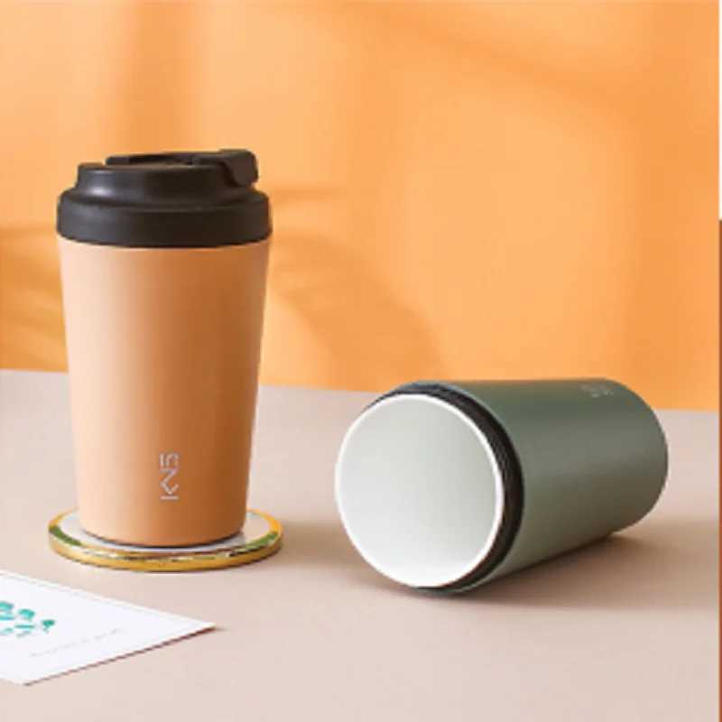 Fashion cup Pure ceramic inner pot coffee cup mens and womens high-value portable milk tea cup insulated cup water cup D260323