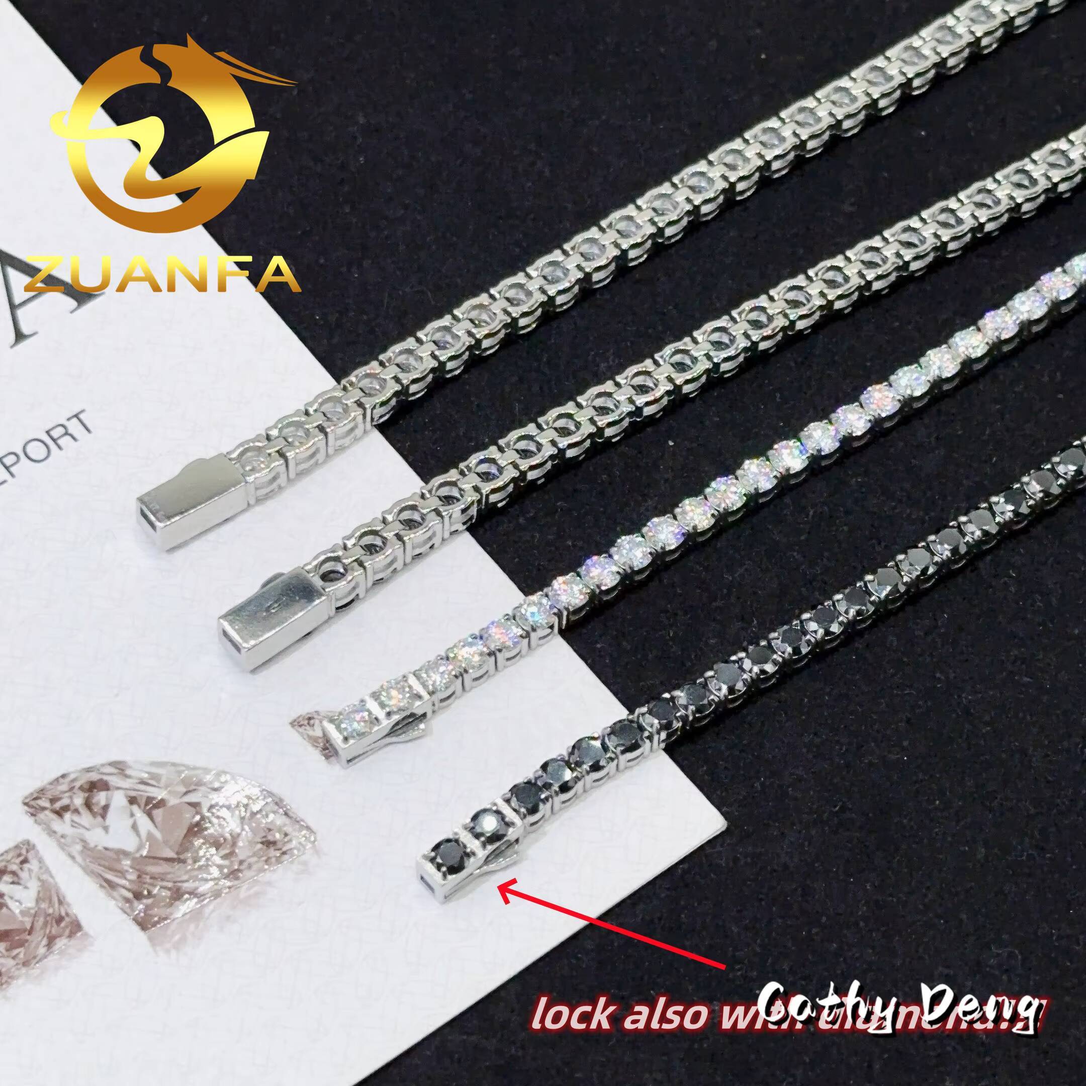 4mm 5mm Never Fade Black Moissanite Diamond 316L Stainless Steel Tennis Chain Bracelet Hip Hop Moissanite Tennis Bracelet