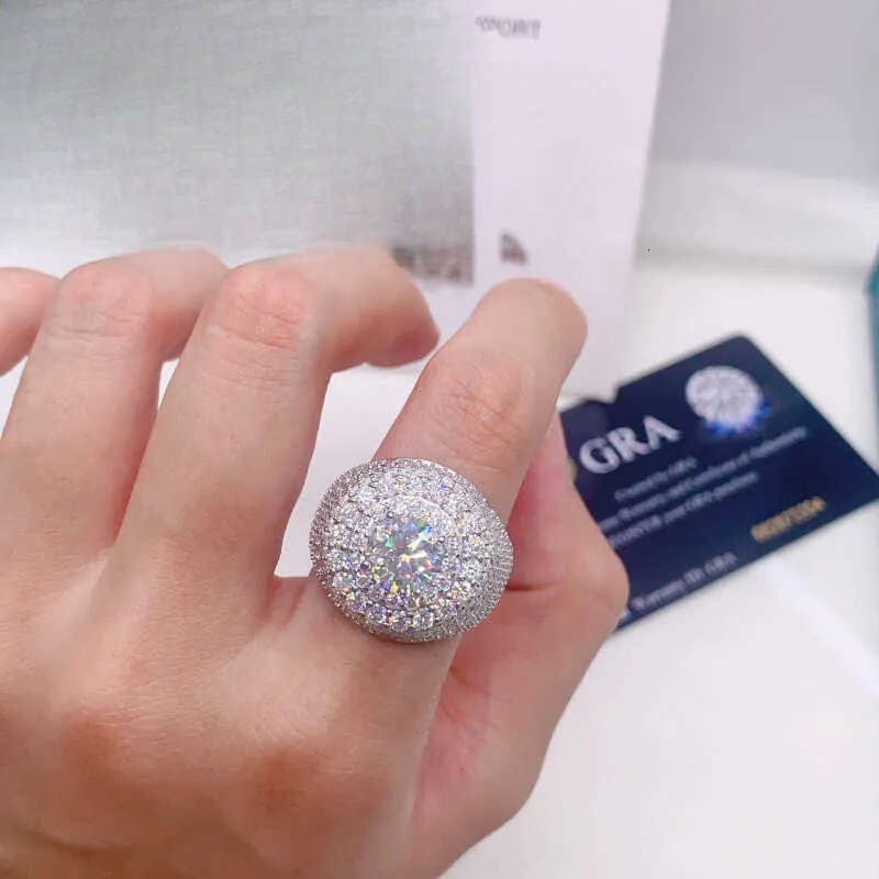 Shining Hip Hop Jewelry GRA Certificated 925 Silver Iced Out VVS Moissanite Ring Custom Rings For Men