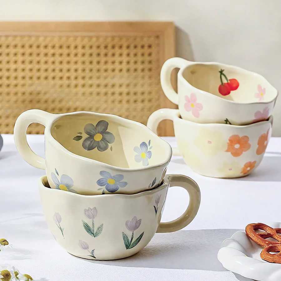 Ceramic cup Coffee cup Water cup Mug Tea cup Cup Cartoon Kids Minimalist Nordic style For brewing tea With handle Engraving avai H260323