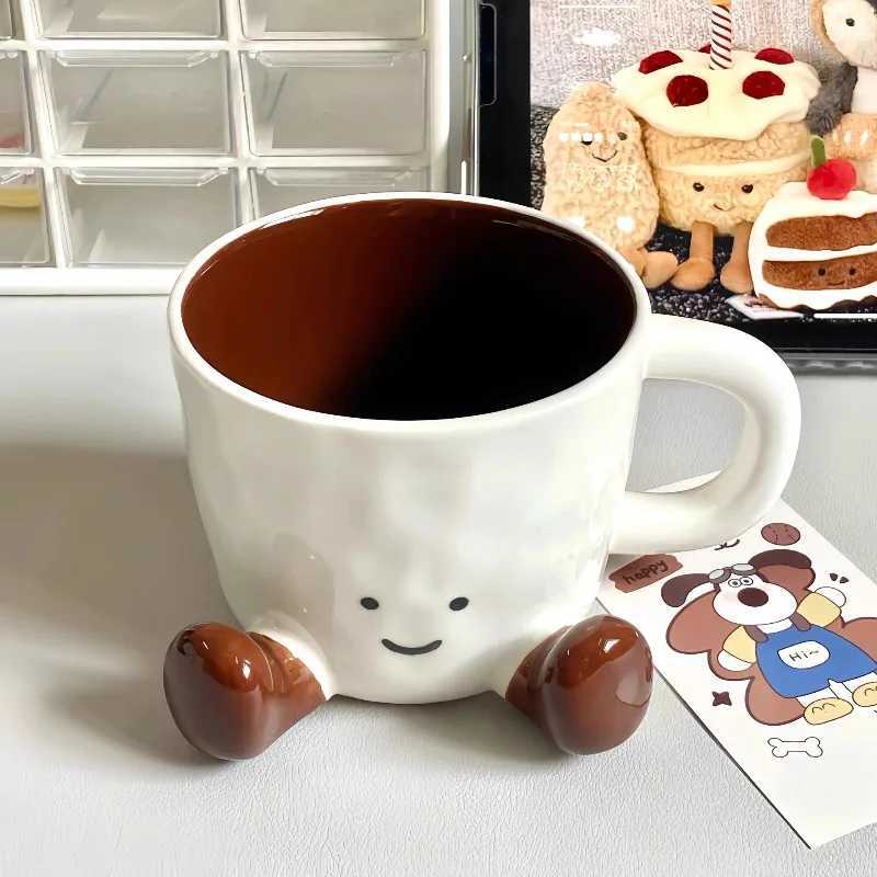Creative Ceramic Coffee Mugs for Couples Cute Cartoon Valentine Birthday Gift Set with Gift Box Packaging D260323