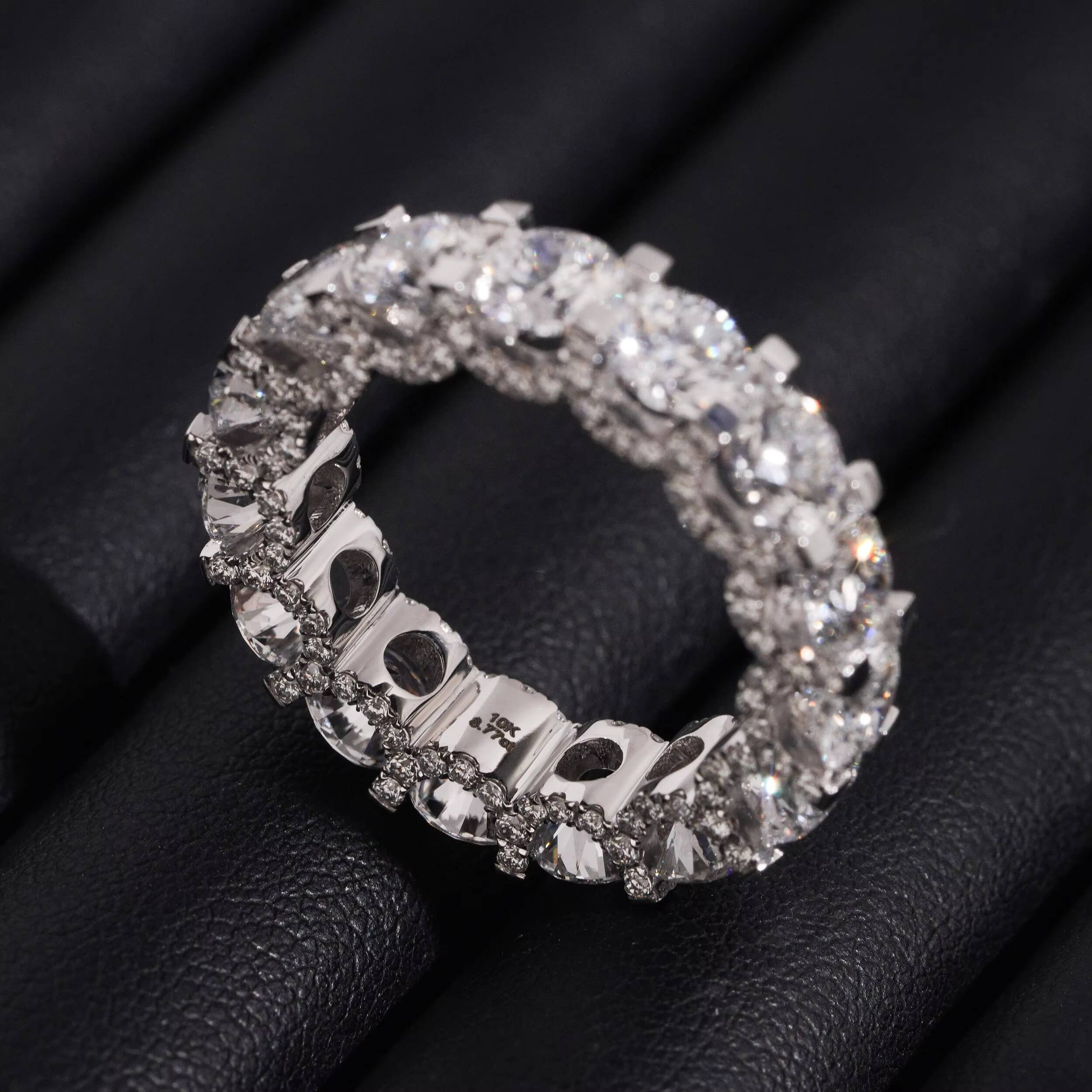 10K White Gold VVS D Color IGI Certificated 50 PoINTER RoundCut Diamond CVD Lab Diamond Ring Band